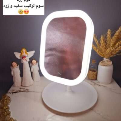 آینه رینگ لایت دار لمسی بسیار پرطرفدار مدل مربعی زیبا( رنگ سفید ) - فروشگاه عمده لوازم آرایشی کالای سید