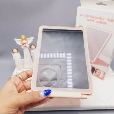 آینه رینگ لایت دار مدل تبلت مسافرتی با نور LED و 3 رنگ زیبا و قابل شارژ کد 2177( رنگ صورتی) - فروشگاه عمده لوازم آرایشی کالای سید